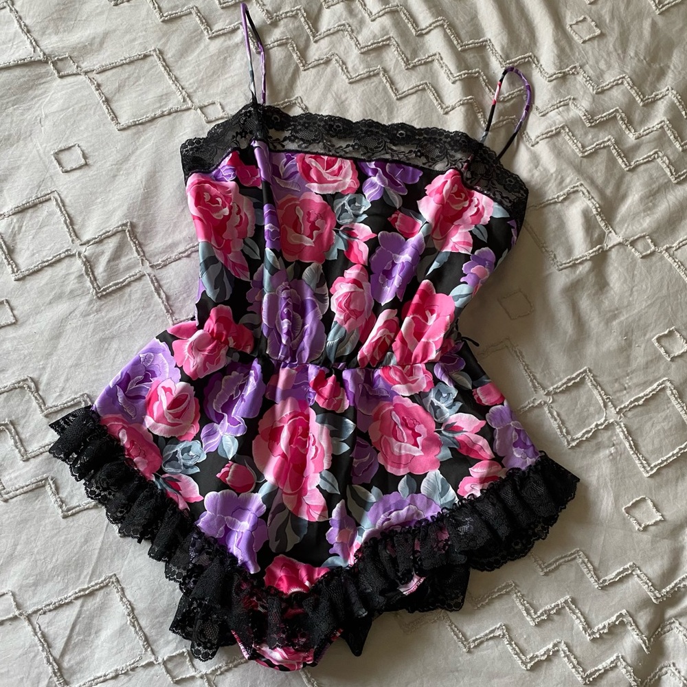 vintage floral lingerie romper
